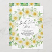 フレッシュデイジーフローラベビーシャワー 招待状 (正面/裏面)