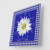 フレッシュデイジーブロッサムタイム スクエア壁時計 (傾斜)