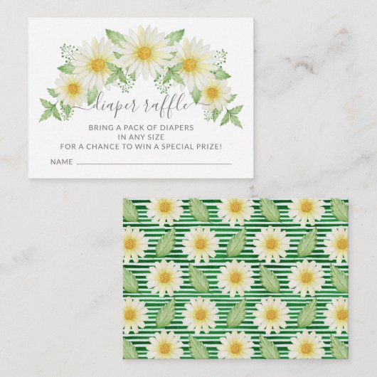 フレッシュデイジーベビーシャワーおむつラッフルチケット エンクロージャーカード (正面/裏面)