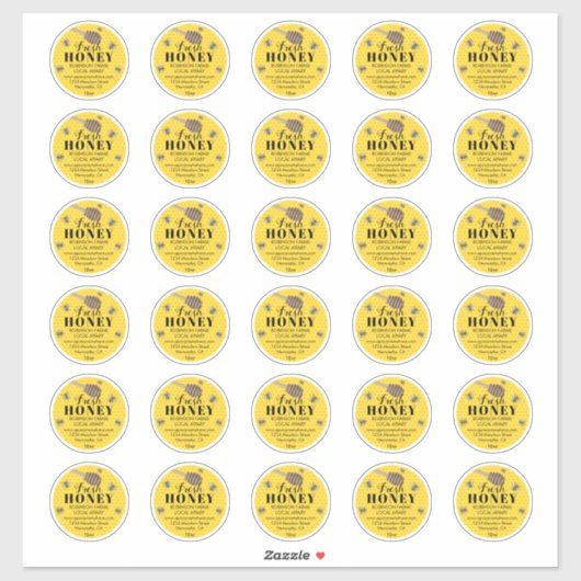 フレッシュハニージャー2"ラベル |ハネビー シール (シート)