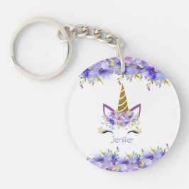 フレッシュバイオレットユニコーン誕生日装飾 キーホルダー