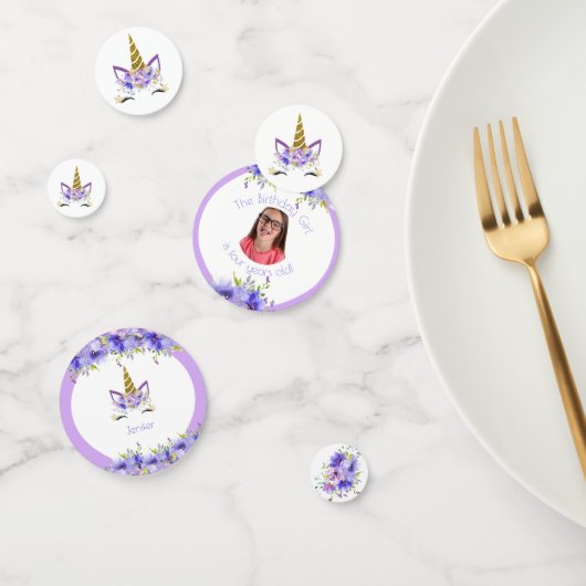 フレッシュバイオレットユニコーン誕生日装飾 コンフェッティ (グループ)