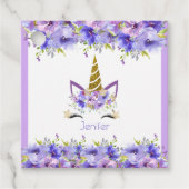 フレッシュバイオレットユニコーン誕生日装飾 フェイバータグ (正面)