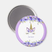 フレッシュバイオレットユニコーン誕生日装飾 マグネット (正面/裏面)