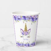 フレッシュバイオレットユニコーン誕生日装飾 紙コップ (裏面)