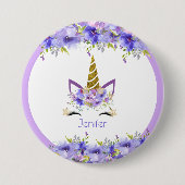 フレッシュバイオレットユニコーン誕生日装飾 缶バッジ (正面)