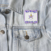 フレッシュバイオレットユニコーン誕生日装飾 缶バッジ (インサイチュ)