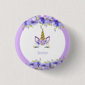 フレッシュバイオレットユニコーン誕生日装飾 缶バッジ (正面)