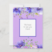 フレッシュバイオレット |飾り付き金ゴールドユニコーン誕生日パーティー 招待状 (裏面)