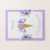 フレッシュバイオレット | Unicorn girl誕生日 ジグソーパズル (横)