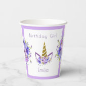 フレッシュバイオレット | Unicorn girl誕生日 紙コップ (裏面)