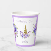 フレッシュバイオレット | Unicorn girl誕生日 紙コップ (正面)