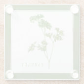 フレッシュパセリーガラス飲料用コースター(+文字)グリーン ガラスコースター (裏面)