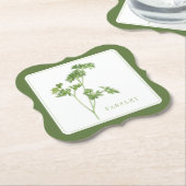 フレッシュパセリーブラケット紙コースター(+文字)グリーン ペーパーコースター (アングル)