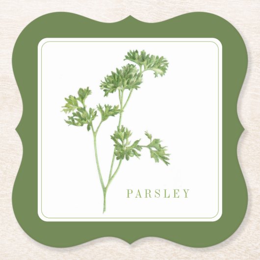 フレッシュパセリーブラケット紙コースター(+文字)グリーン ペーパーコースター (正面)