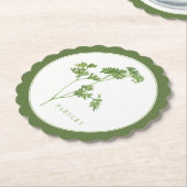 フレッシュパセリーホタテ丸型コースター(+文字)グリーン ペーパーコースター (アングル)