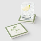 フレッシュパセリ大理石コースター(+文字)グリーン ストーンコースター (横)