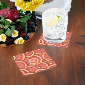 フレッシュピックピンクグレープフルトモノグラムイニシャル スクエアペーパーコースター