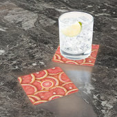 フレッシュピックピンクグレープフルトモノグラムイニシャル スクエアペーパーコースター