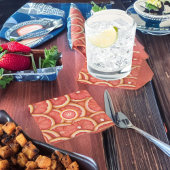 フレッシュピックピンクグレープフルトモノグラムイニシャル スクエアペーパーコースター