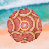 フレッシュピックピンクグレープフルトモノグラムイニシャル ラウンドクッション