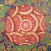 フレッシュピックピンクグレープフルトモノグラムイニシャル ラウンドクッション