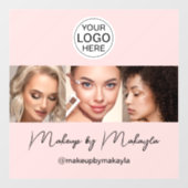 フレッシュピンクのスクリプトロゴ写真メイクスタジオ ウィンドウサイン (シート)