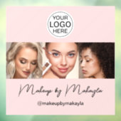 フレッシュピンクのスクリプトロゴ写真メイクスタジオ ウィンドウサイン (シート3)