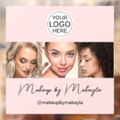 フレッシュピンクのスクリプトロゴ写真メイクスタジオ ウィンドウサイン (シート2)