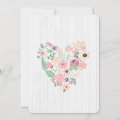 フレッシュピンクの花のハートの誕生日パーティー招待状 招待状 (裏面)