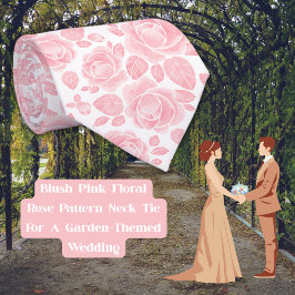 フレッシュピンクの花柄ローズパターン ネクタイ