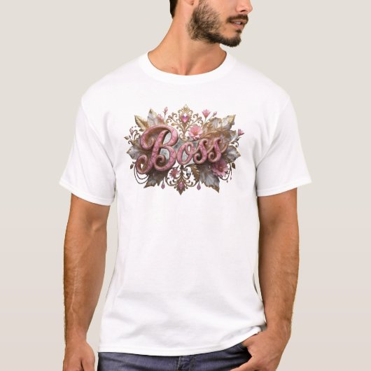フレッシュピンクのBOSSカスタムクリエーション Tシャツ (正面)