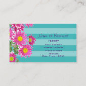 フレッシュピンクデイジー花オンターコイズストライプズ 名刺 (裏面)