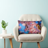 フレッシュピンク桜ガーランドブルースカイ ランバークッション (椅子)