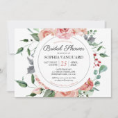 フレッシュピンク開花エレガントブライダルシャワー 招待状 (正面)
