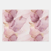 フレッシュピンク ゴールドリーフ アブストラクト ブライダルシャワー ラッピングペーパーシート (正面3)