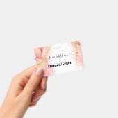 フレッシュピンク ゴールド アゲート ビューティー 業務名札 バッジ (手持ち)