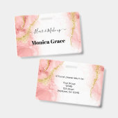 フレッシュピンク ゴールド アゲート ビューティー 業務名札 バッジ (表裏)