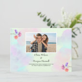 フレッシュピンク&ブルー結婚式招待状 招待状 (スタンド正面)