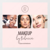 フレッシュピンク モダン 3 フォト メイクスタジオ ロゴ ウィンドウサイン (シート)