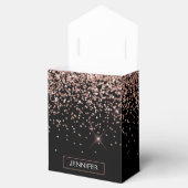 フレッシュピンク ローズゴールド ブラック グリッター モノグラム 名前 フェイバーボックス (オープン)