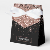 フレッシュピンク ローズゴールド ブラック グリッター モノグラム 名前 フェイバーボックス (正面サイド)