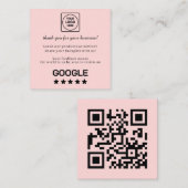 フレッシュピンクQR | Googleレビューカスタムフィードバック スクエア名刺 (正面/裏面)