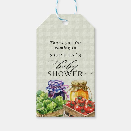 フレッシュファーマーズマーケット地元で育てたベイビーシャワー ギフトタグ (正面)