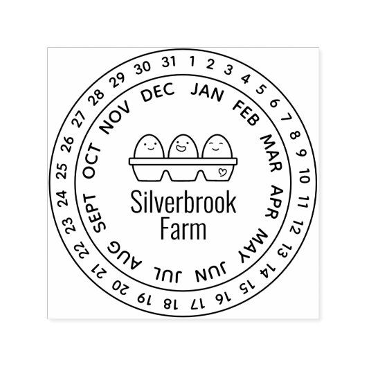 フレッシュファームエッグカートン日付ホイール セルフインキングスタンプ (デザイン)