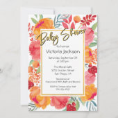 フレッシュフラワーウォーターカラーベビーシャワー招待状 招待状 (正面)