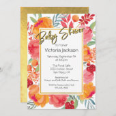 フレッシュフラワーウォーターカラーベビーシャワー招待状 招待状 (正面/裏面)