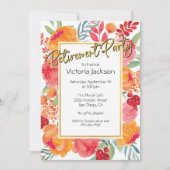 フレッシュフラワーゴールドフォイルリタイアメントパーティー招待状 招待状 (正面)