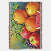 フレッシュフルーツのミックスデザイン スローブランケット (正面縦)