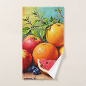 フレッシュフルーツのミックスデザイン バスタオルセット (ハンドタオル)
